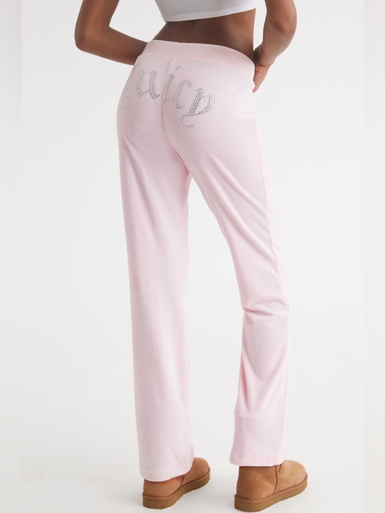 Juicy Couture Pants - JUICY COUTURE PINK OG BIG BLING VELOUR TRACK PANTS SIZE SMALL